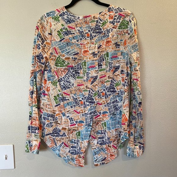 Anthropologie Maeve Cartography Button Down Top with Split Back Hem Size… - Picture 8 of 8